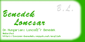 benedek loncsar business card